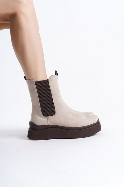 Lizzu Γυναικείες μπότες Yedra Beige Brown - Σχέδιο και ελαστική σόλα