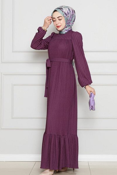 Sevitli Rochie Hijab Sahra - cu Robă și Detaliu Prune