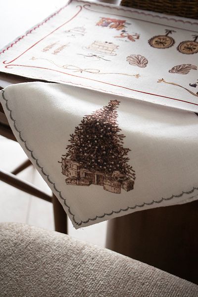 Mita Concept Tree Patterned Double Linen Christmas Concept Napkin Set