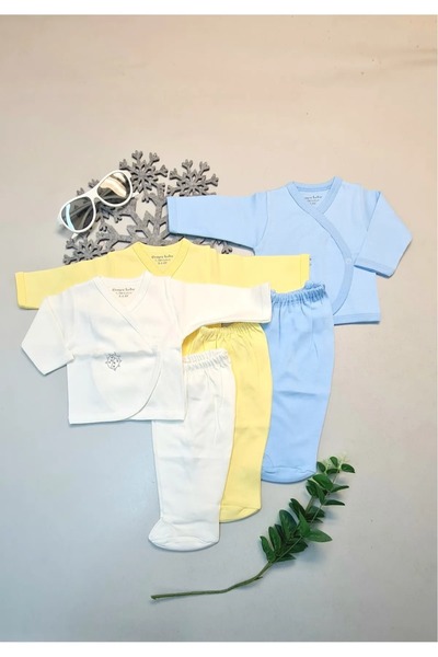 kidszone Yeni Doğan (6 Parça) Bebek Hazırlıkları Dış Zıbın Patikli Pantalon P...
