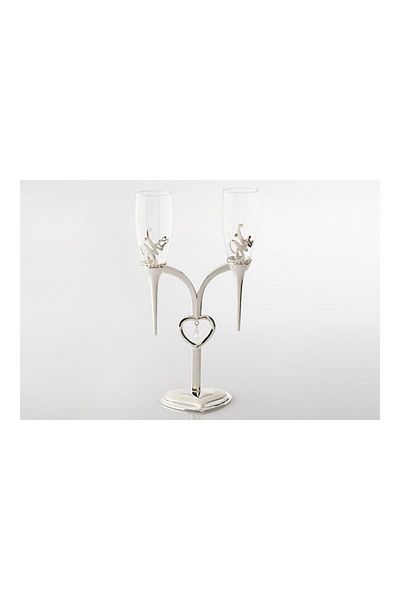 Dania 3-Piece Juice Glass With Holder Set Silver/Clear