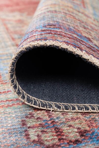 ARTLOOP Folk Vintage Desenli Dokuma Taban Dekoratif Kırmızı Halı BA 11