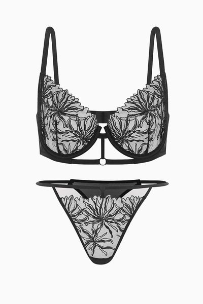 Wonna Σετ εσώρουχα σουτιέν με ρίγες - Fashion - 2585 - Μαύρο