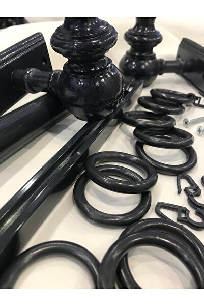 özdeğer home 150cm Antrasit Tek Raylı Perde Askısı 2 Li Korniş Halkalı Perde ...