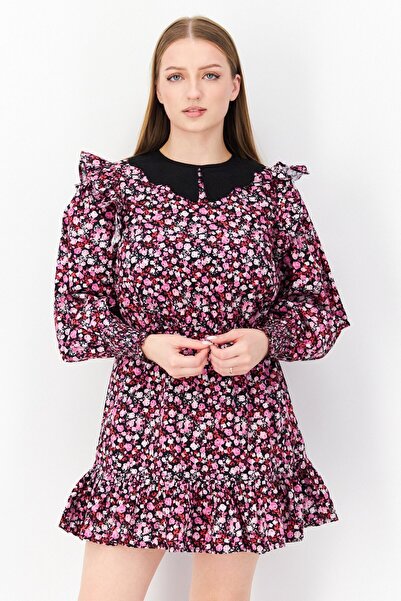 Miss Selfridge Women Petite Floral Print Mini Casual Dress, Multicolor