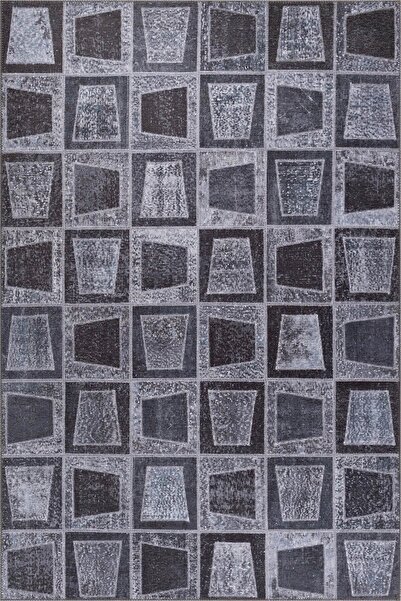 ARTLOOP Folk Patchwork Desenli Dokuma Taban Dekoratif Siyah Halı BA 17