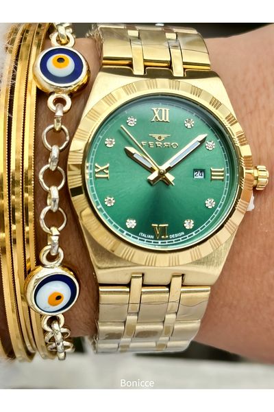 FERRO Brand Silver Color Steel Band Women Wrist Watch+Bracelet