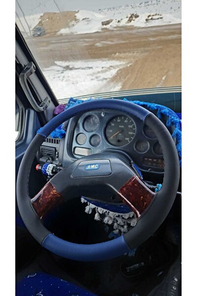 HASBAY Dikişli Direksiyon Kılıfı Siyah/mavi Deri Siyah Dikişli Bmc Pro Kamyon...