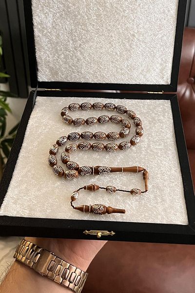 dergah tesbih Double Master Work Silver Embroidered High-End Kuka Rosary