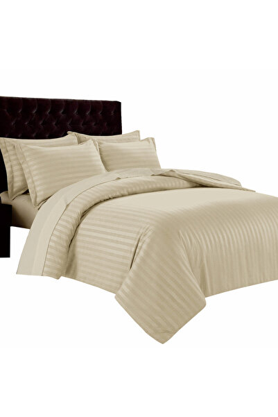 Donetella طقم لحاف مخطط، 7 قطع، مقاس كينج 260×240 سم، مع حشوة قابلة للفصل 350 جرام لكل متر مربع