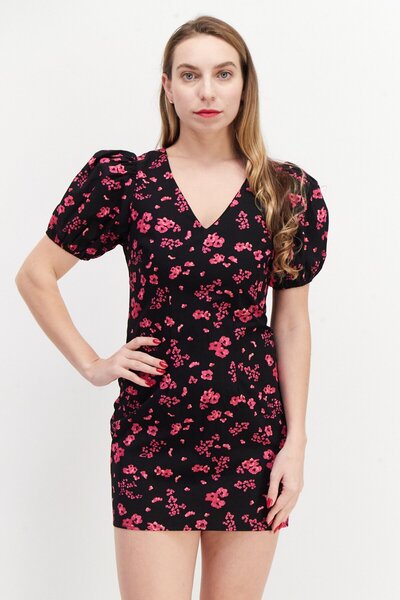 Miss Selfridge Women Petite Floral Pattern Mini Dress, Black
