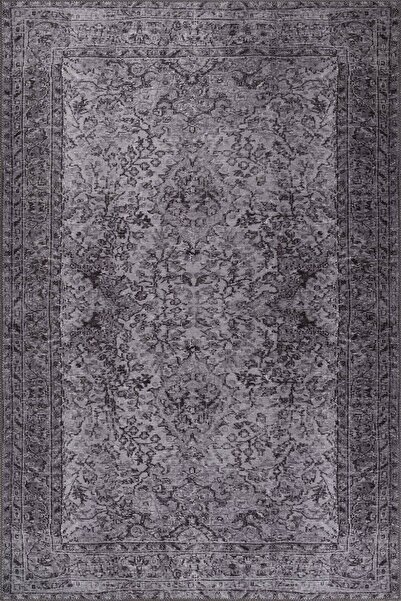 ARTLOOP Folk Eskitme Desenli Dokuma Taban Dekoratif Gri Halı BA 29