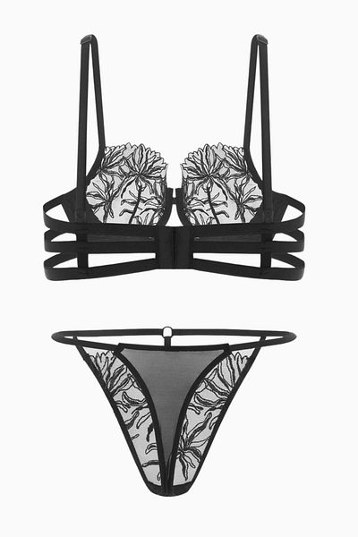 Wonna Σετ εσώρουχα σουτιέν με ρίγες - Fashion - 2585 - Μαύρο