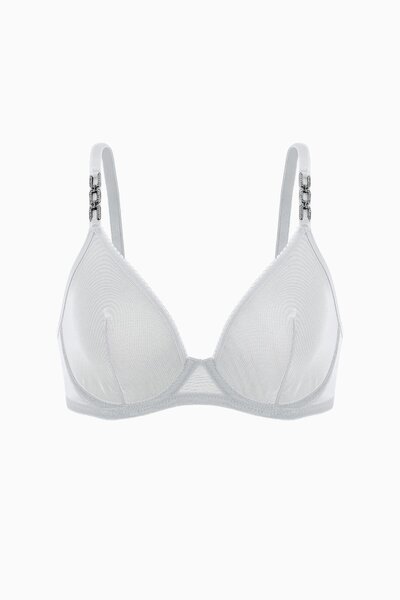 Wonna Tulle Detailed Bra - No Padding, Capless - Fashion - 2565 - Ecru