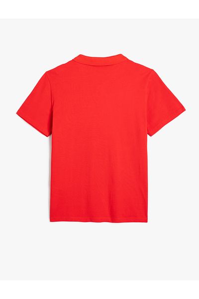 Koton 4sam10113mk 401 Red Men's Cotton Jersey Short Sleeve Polo Collar Basic T-shirt