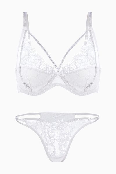 Wonna Stone Detailed Lace Bra Panty Set - Fashion - 2575 - Ecru
