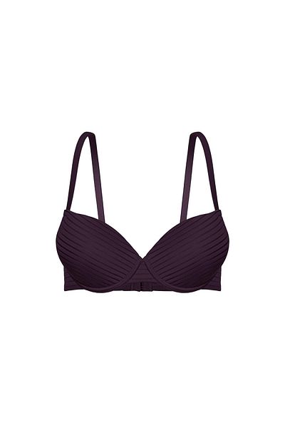 Wonna Ριγέ υφασμάτινο σουτιέν - Push Up, Επενδυμένο, Underwire - 2514 - Bitter Brown