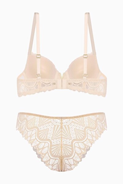 Wonna Anna Gold Αξεσουάρ Δαντελένιο Σετ Σουτιέν - Push Up - 2568 - Skin