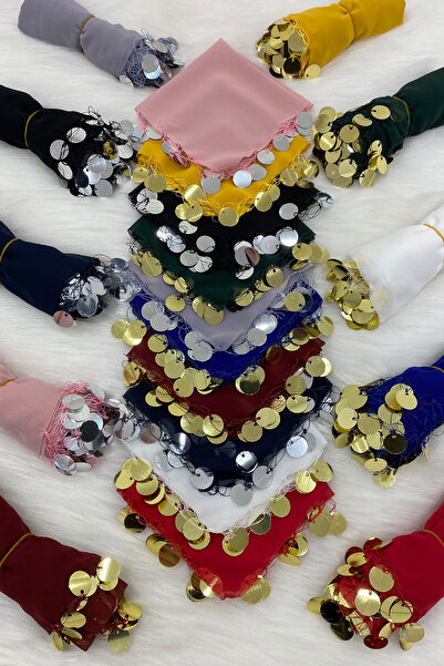 ZEYMERADE Karışık Renk Şifon Halay Mendili 5 Adet, Gelin Damat Düğün Kına Sün...