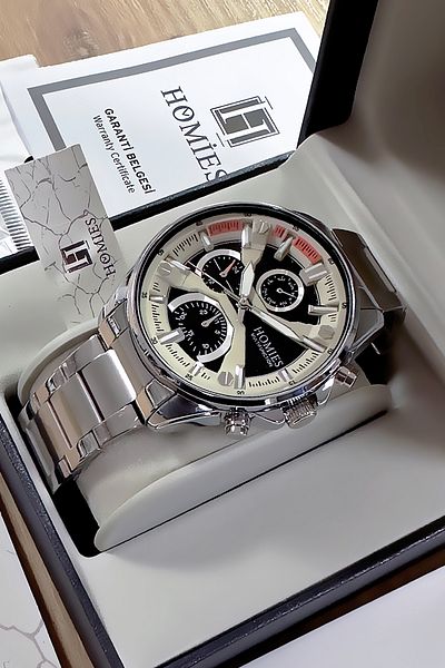 Homies Men's Multifunction Wristwatch - 3 Atm Waterproof, Silver Color, Steel Band Gift Bracelet Hme2035C1