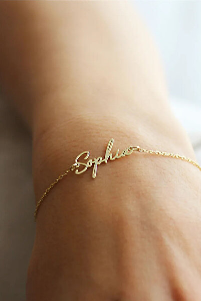 Glorria Kişiye Özel İsimli El Yazısı Gümüş Bileklik