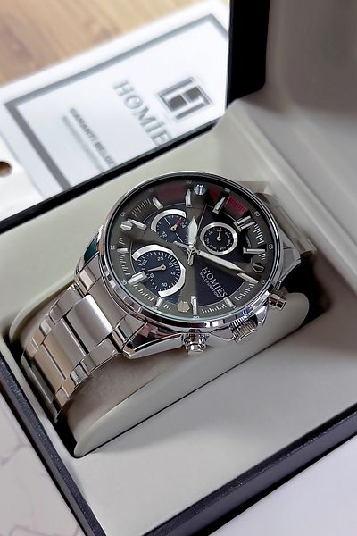 Homies Men's Multifunction Wristwatch - 3 Atm Waterproof, Silver Color, Steel Band Gift Bracelet Hme2035C2