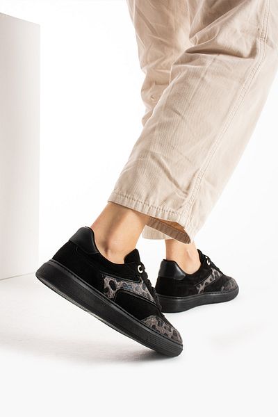 La Limar adidași de damă din piele intoarsa neagra leopard negru