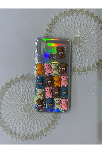 yuscerham Samsung Galaxy A10S Uyumlu Hologramlı veya Şeffaf Kullanım Kabartmalı Sevimli Ayıcıklı Kılıf