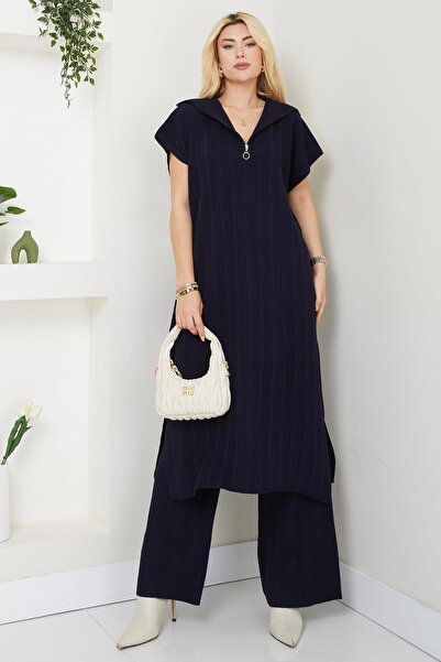 SENSTIL Σετ Πλεκτών Ενδυμάτων σε Μπλε Ναυτικό - Με Παντελόνι SS2585