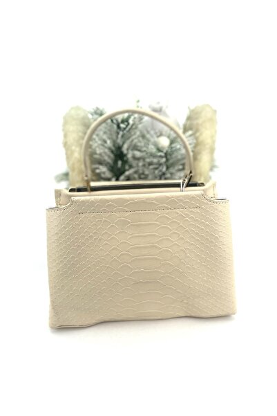 Seniorah Cream Colored Patterned Shoulder and Hand Women's Bag