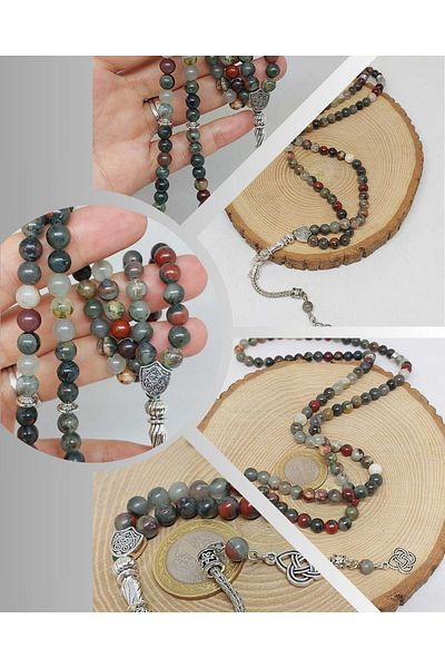Yasamtohumu 6mm Agate Bloodstone 99 τμχ Ροζάριο - 51914