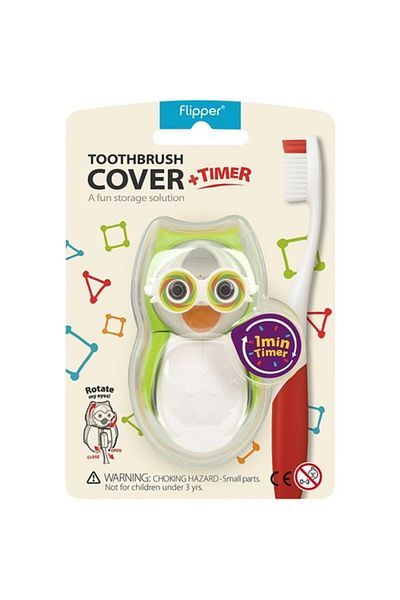 Flipper Green Owl Figured Toothbrush Storage Container