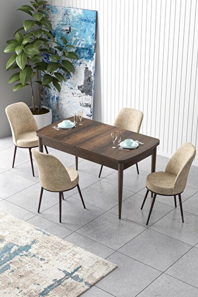 Canisa Concept Zen Serisi 80x132 Mdf Açılabilir Barok Ahşap Desen Masa Takımı...