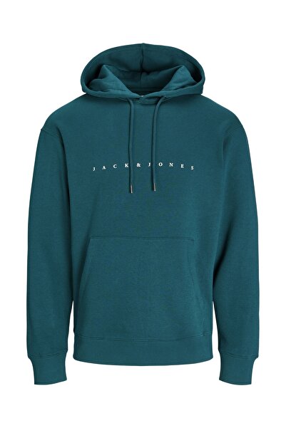 Jack & Jones Erkek Sweatshirt Petrol 12233972 Jjestar Jj Sweat Hood Noos