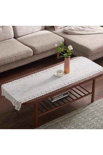Blue Home Κάλυμμα δαντέλας Meiwa Ιαπωνικό PVC - Χωρίς ολίσθηση και κιτρίνισμα, 50 cm x 5 mt Κρέμα