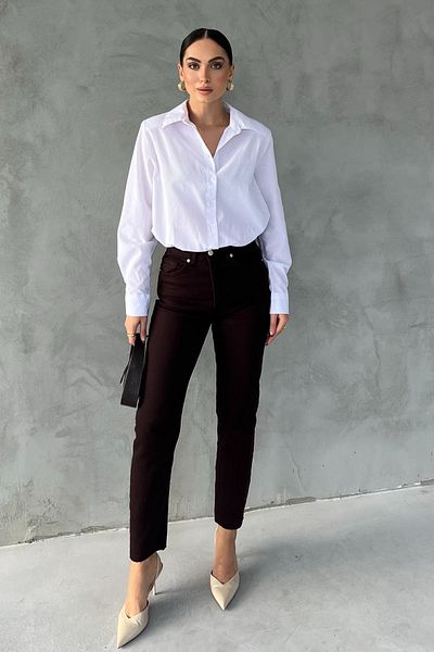 Seda Yalçın Atelier Bitter Brown Rennes Length Fit Cut-Out Leg Jeans