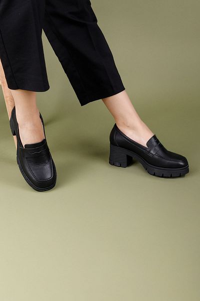 Getcho Pantofi de damă Naginar din piele naturală cu toc negru