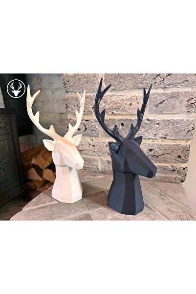 Goplast Premium 2 Adet Siyah Beyaz Dekoratif Geyik Görünümlü Poli Vazo, Dekor...