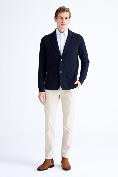 Edwards Erkek Lacivert Düğmeli Yün Hırka