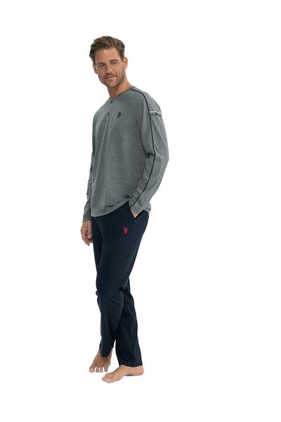 U.S. Polo Assn. US POLO LICENCE ΚΟΥΜΠΙ ΚΟΛΑΡ ΒΑΜΒΑΚΙ ΑΝΔΡΙΚΟ ΜΑΚΡΥΜΑΝΙΚΟ ΣΕΤ ΠΙΤΖΑΜΑ