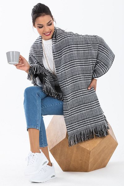 Forum Fashion Καρό σάλι ώμου διπλής όψης