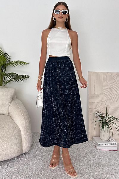 ZAROLİ Fusta de damă maxi cu detaliu din denim - Lycra