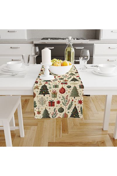 Filamente Christmas Patterned Digital Printed Runner - New Year 140X40 cm