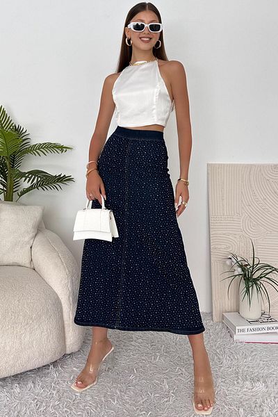 ZAROLİ Fusta de damă maxi cu detaliu din denim - Lycra