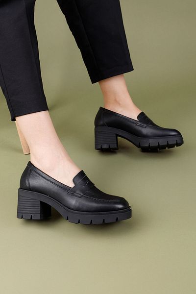 Getcho Pantofi de damă Naginar din piele naturală cu toc negru