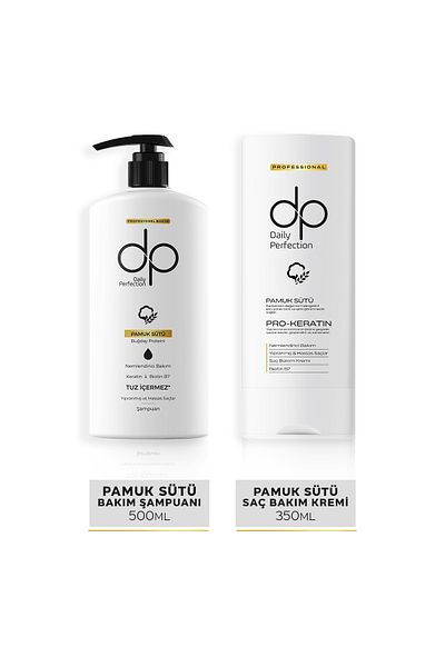 dp Daily Perfection 500 Ml Salt-Free Cotton Milk Wheat Protein Shampoo - Hair Care Cream 350 ml