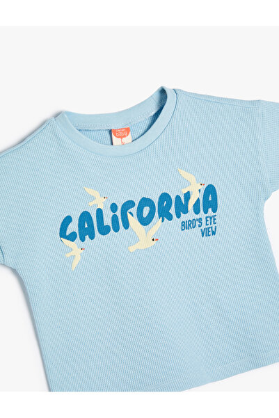 Koton Βαμβακερό μπλουζάκι με κοντό μανίκι City Printed Crew λαιμόκοψη