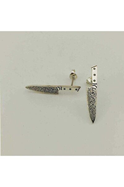 BUTİK GÜMÜŞ İşlemeli Gümüş Bıçak Küpe (BG-KP-129)