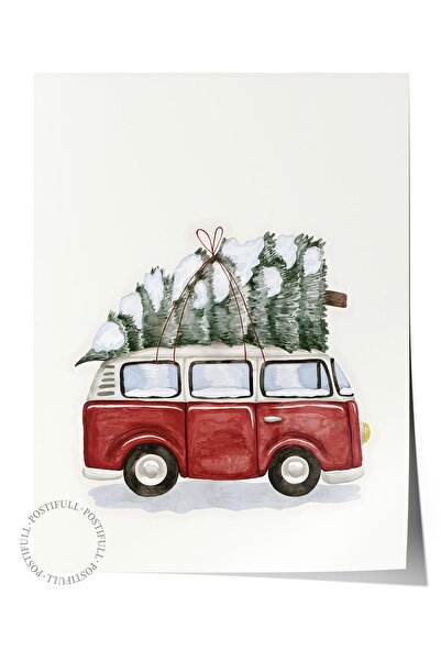 Postifull Çerçevesiz Yılbaşı Posteri, Yılbaşı Dekoru, Comfort Serisi, Winter Van Poster, NO:108643
