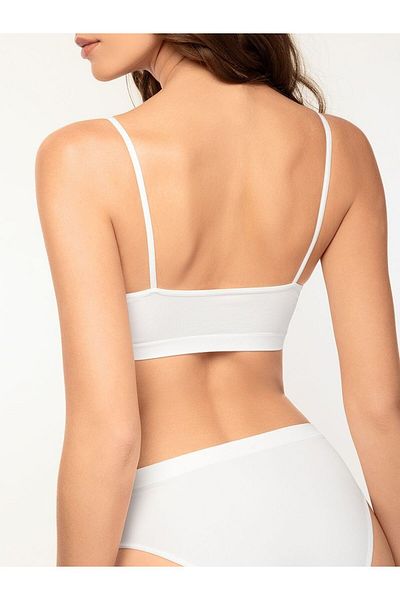 MİSTİRİK Pisun Model White Seamless Gathering Bustier Corset - Λεπτές τιράντες